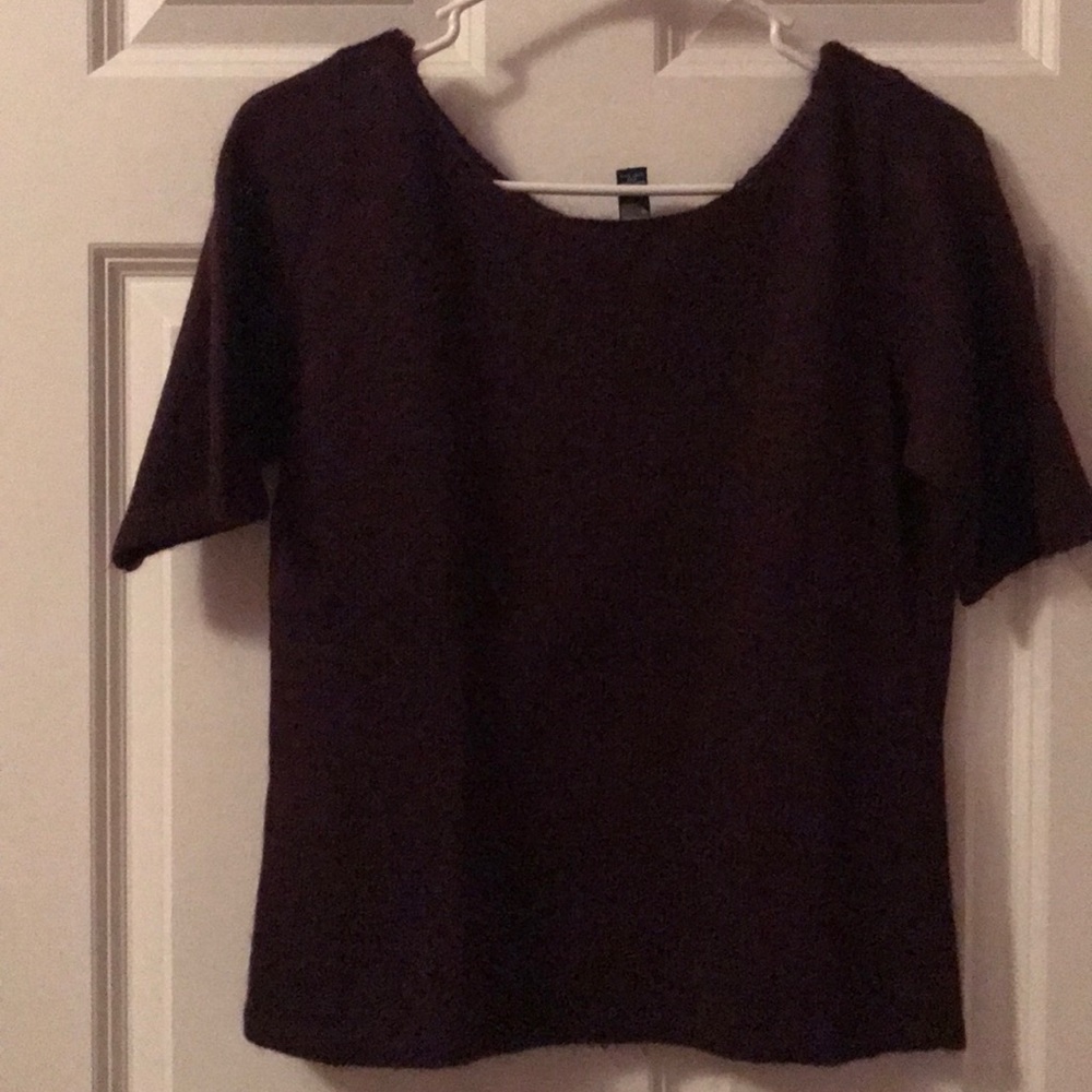 Short sleeve 58% mohair deep purple sweater